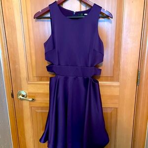 Cynthia Rowley Purple fit and flare silky side cut out sleeveless dress size 6